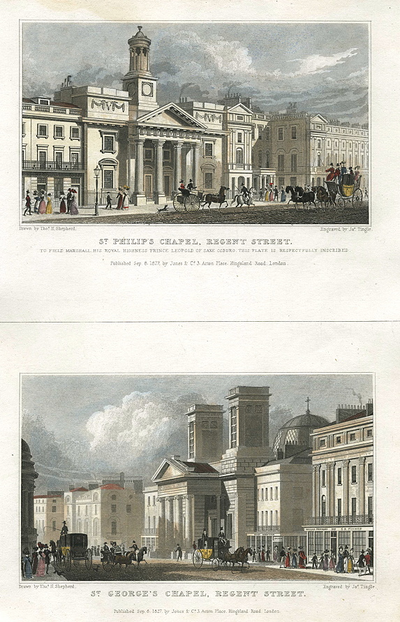 London, Regent Street, 2 views, 1831