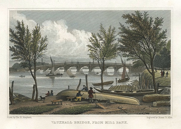 London, Vauxhall Bridge, from Mill Bank, 1831