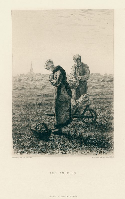 The Angelus, etching by Martial after a painting by Millet, 1884