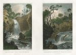 Wales, Vale of Neath, waterfalls, (2 views), 1830