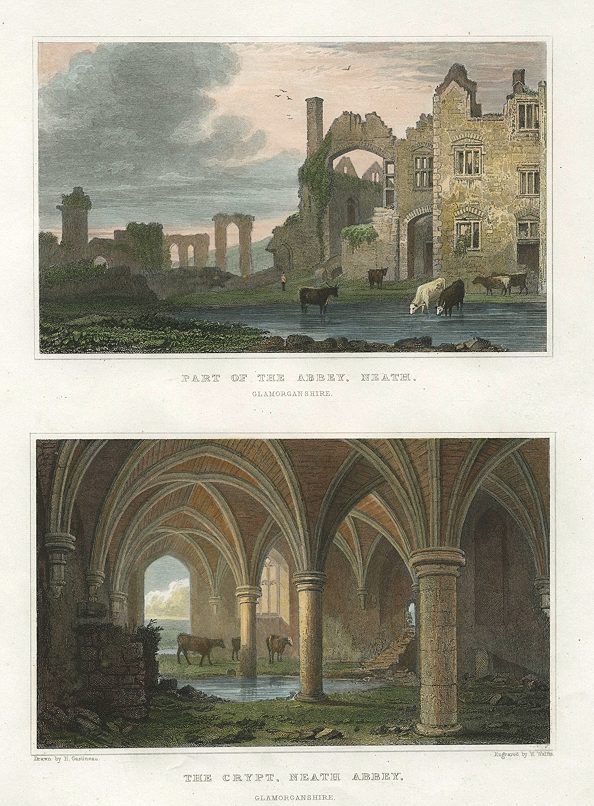 Wales, Neath Abbey, (2 views), 1830