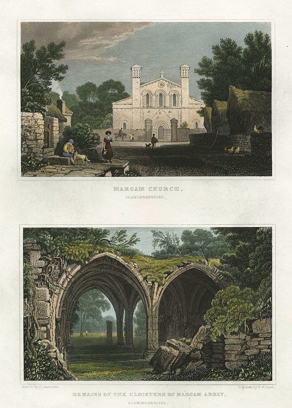 Wales, Margam Church & Abbey, (2 views), 1830