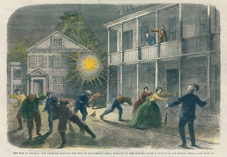 USA, Charleston shelled by the Federals, 1863