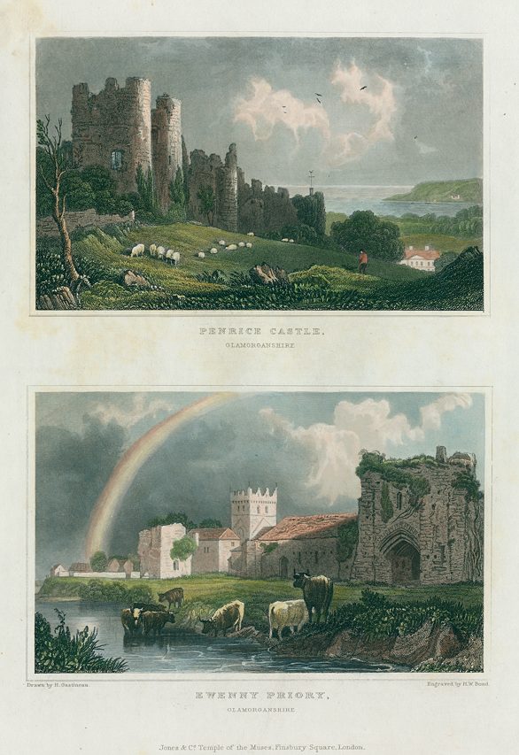 Wales, Glamorganshire, Penrice Castle & Ewenny Priory, (2 views), 1830