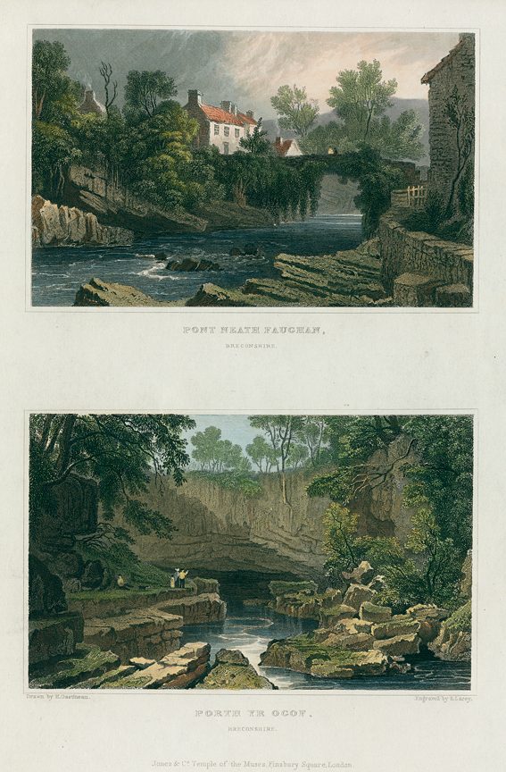 Wales, Breconshire, Pont Neath Faughan & Porth Yr Ogof, (2 views), 1830