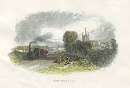 Staffordshire, Penkridge, with early steam train, 1856