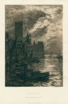 Westminster, original etching by David Law, 1884