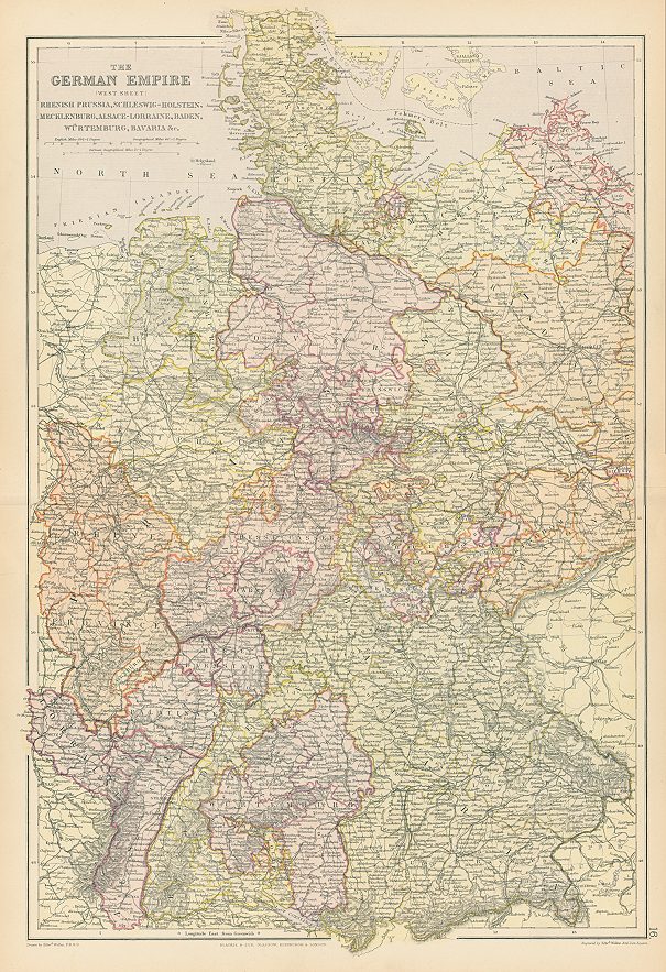 German Empire map (west part), 1882