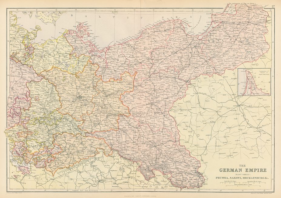German Empire map (east part), 1882
