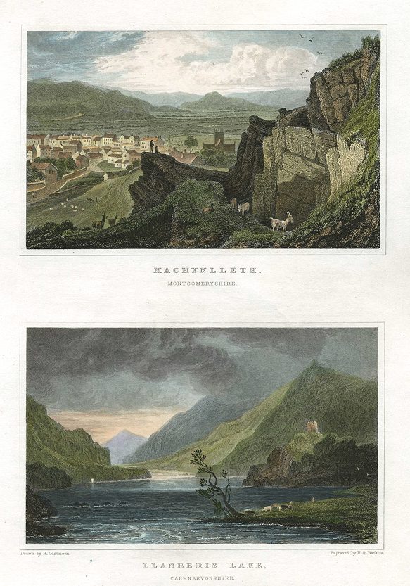 Wales, Machynlleth & Llanberis Lake, (2 views), 1830
