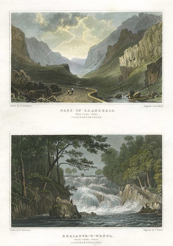 Wales, Pass of Llanberis & Rhaiadyr-Y-Wenol, (2 views), 1830