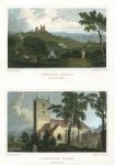 Wales, Penrhyn Castle & Llangollen Church, (2 views), 1830