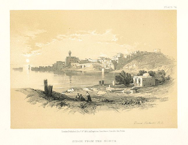 Lebanon, Sidon, after David Roberts, 1850