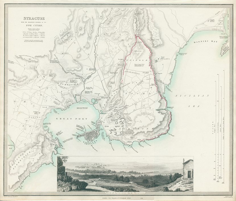 Sicily, Syracuse plan, SDUK, 1844