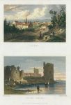 Wales, Flint and Flint Castle, (2 views), 1830