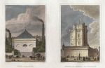 Paris, Pompe a Feu, Passy & Donjon du Chateau de Vincennes, 1840