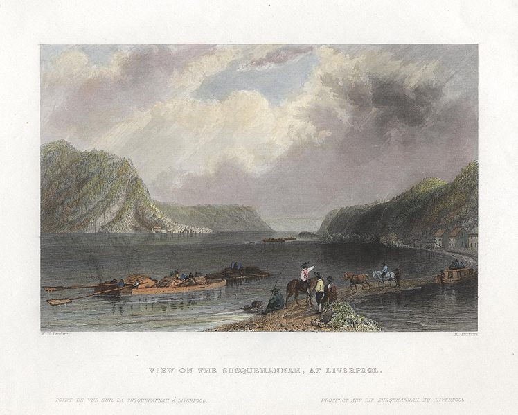 USA, View on the Susquehannah at Liverpool, 1840