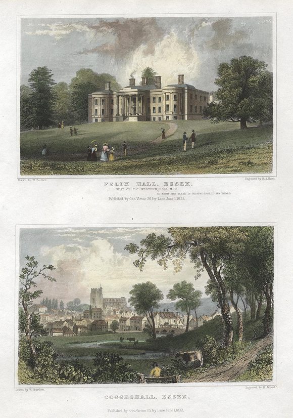 Essex, Felix Hall & Coggeshall, (2 views), 1834