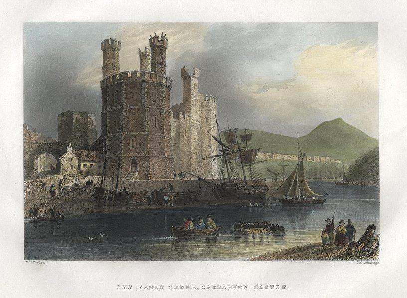 Wales, Eagle Tower at Carnarvon Castle, 1842