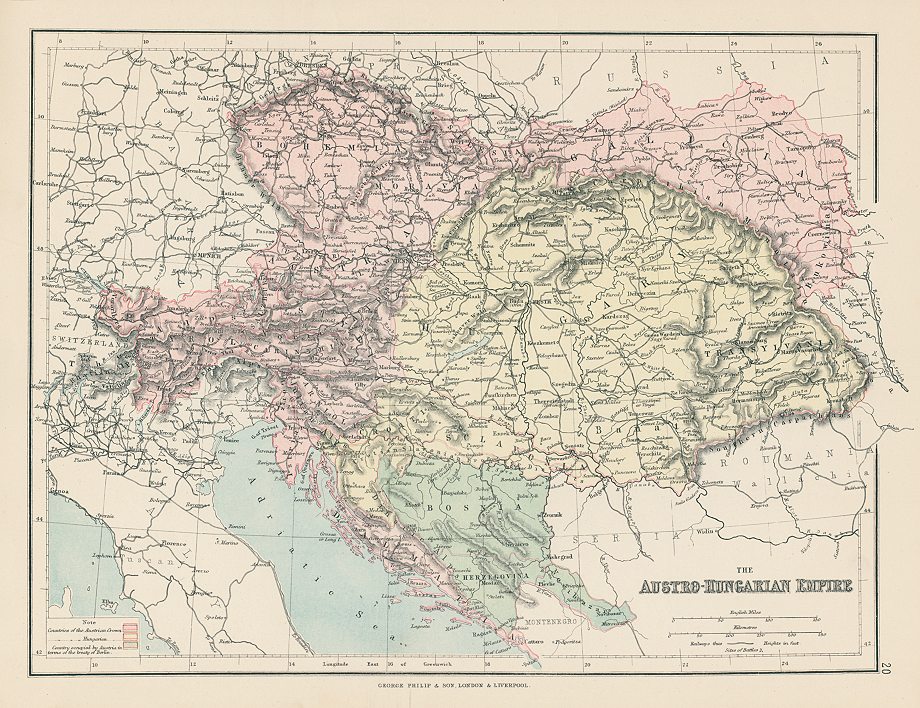 Austro-Hungarian Empire map, 1875