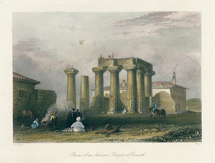 Greece, Ruins of an Ancient Temple at Corinth, 1853