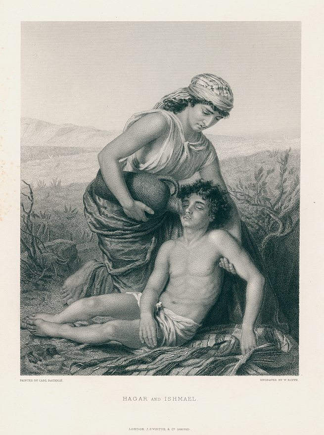 Hagar and Ishmael, engraving after Carl Bauerle, 1881