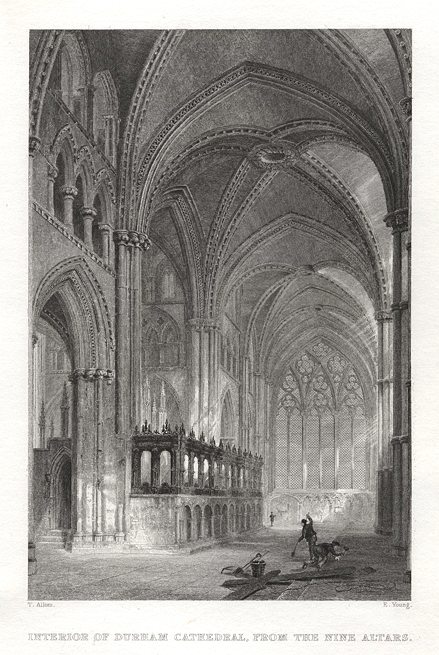 Durham Cathedral, interior, 1832