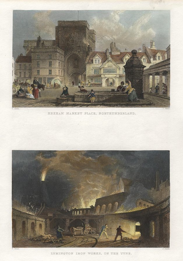 Northumberland, Hexam Market Place & Lymington Iron Works, 1835