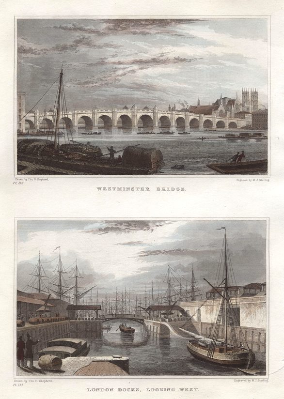 London, Westminster Bridge & London Docks, 1831