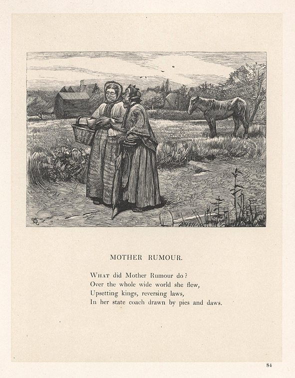 Mother Rumour, wood engraving by Dalziel Brothers, 1867