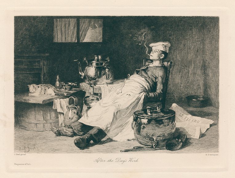 After the Day's Work, etching after Joseph Bail, 1895