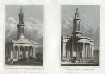 London, New Church, Regent Square & New Church, Camden Town, 2 views, 1831
