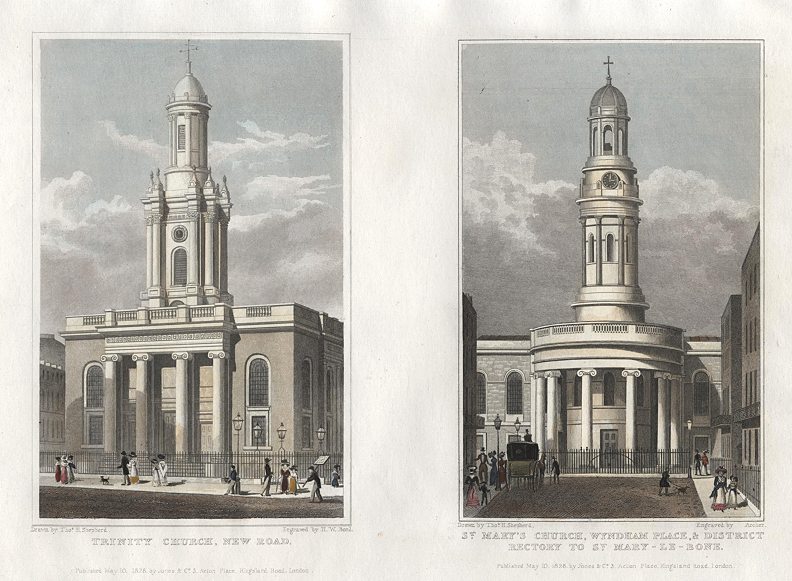 London, Trinity Church, New Road & St.Mary's, Wyndham Place, 1831