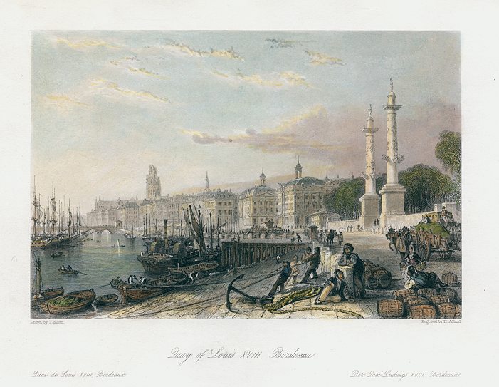 France, Bordeaux, Quay of Louis XVIII, 1840