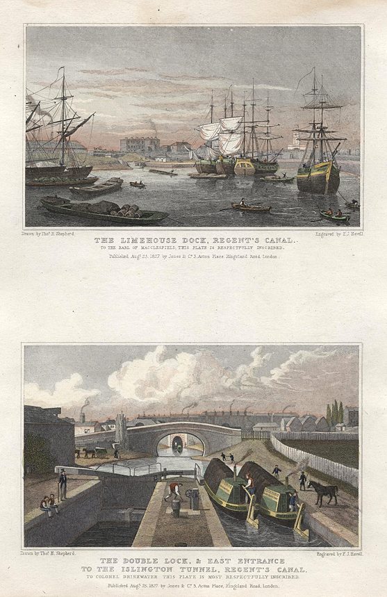 London, Limehouse Dock & Regent's Canal locks and tunnel, 1831