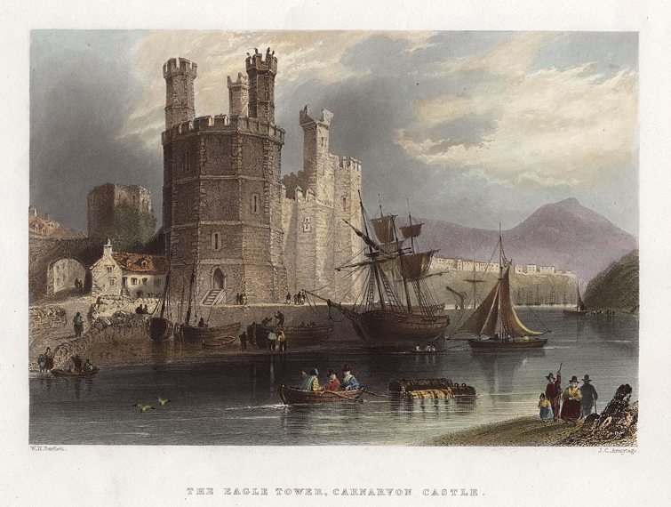 Wales, Eagle Tower at Carnarvon Castle, 1842