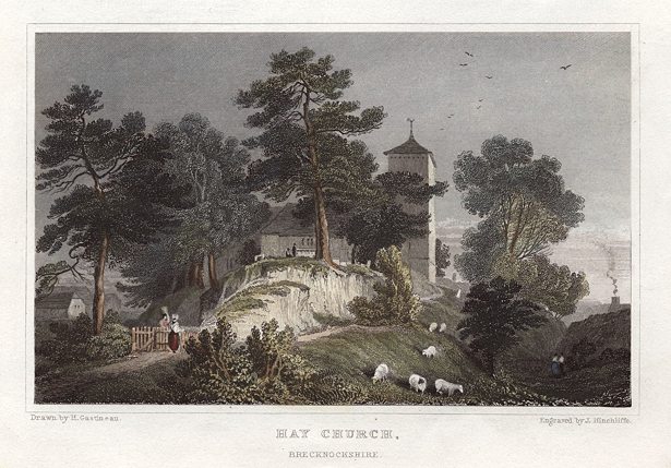 Wales, Hay-on-Wye church, 1830