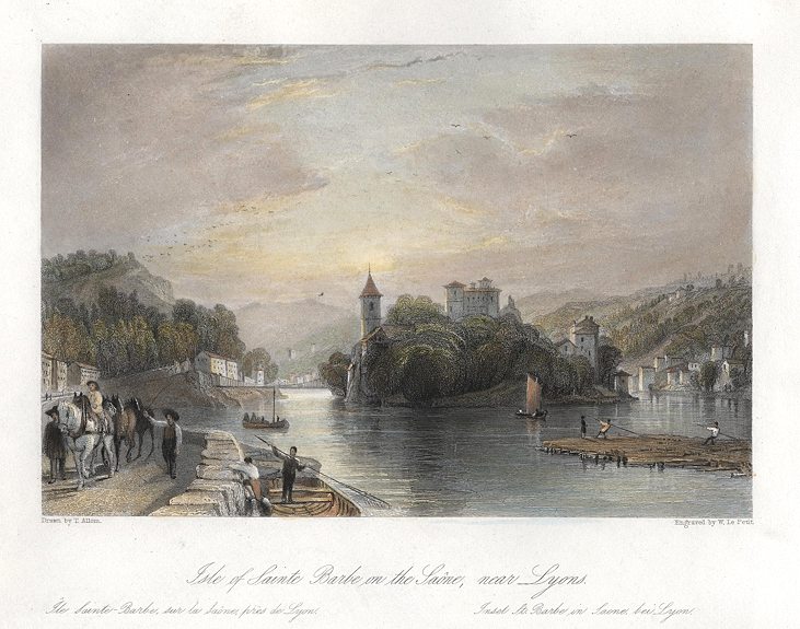 France, Lyons, Isle of Sainte Barbe on the Saone, 1840