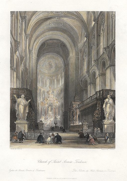 France, Toulouse, Church of Saint Sernin, 1840