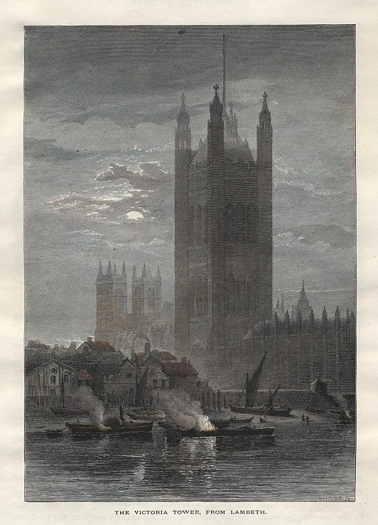 London, Victoria Tower, from Lambeth, 1875