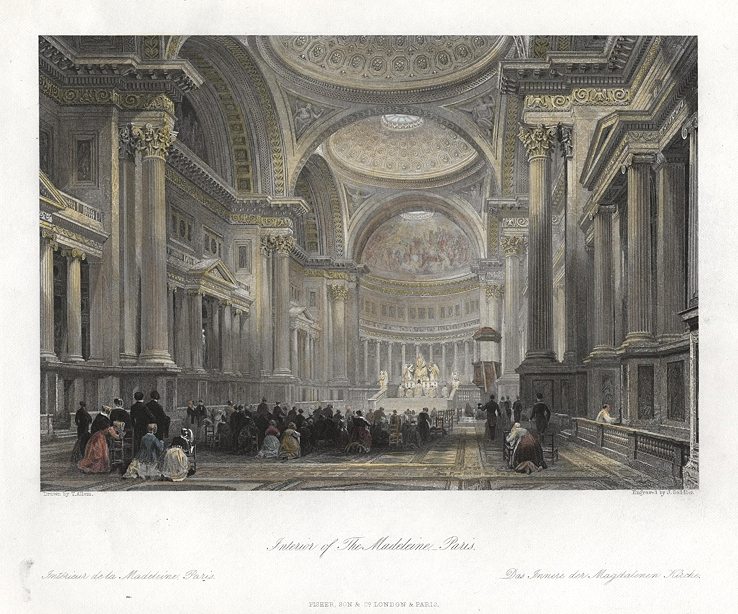 France, Interior of the Madeleine in Paris, 1840