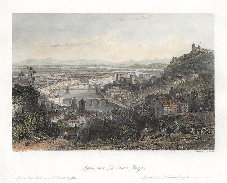 France, Lyons from La Croix Rousse, 1840