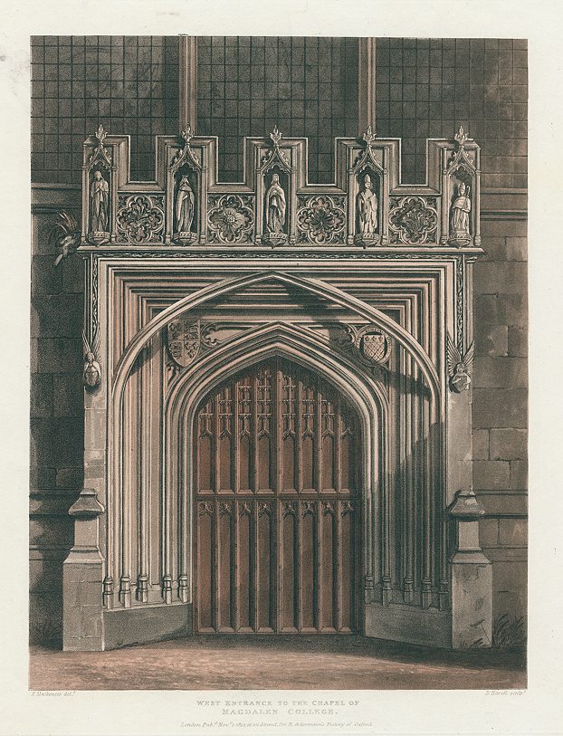 Oxford, Magdalen College Chapel entrance, 1814