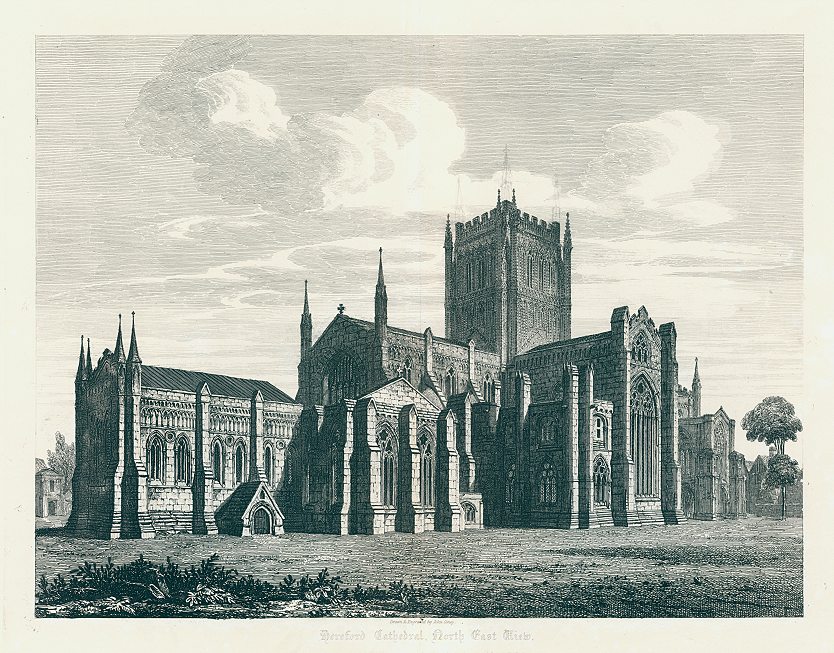 Hereford Cathedral, John Coney etching, 1829