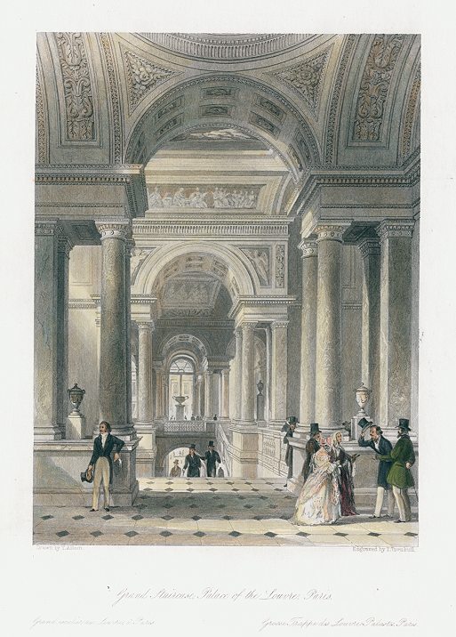 France, Palace of the Louvre, Grand Staircase, 1840