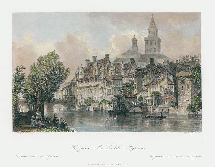 France, Pyrenees, Perigueux on the L'Isle, 1840