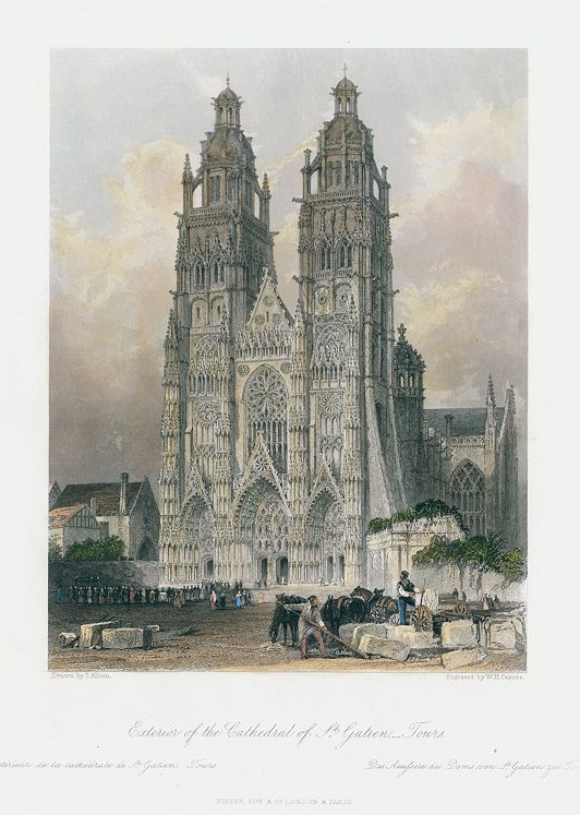 France, Tours, Cathedral of St. Gatien, 1840