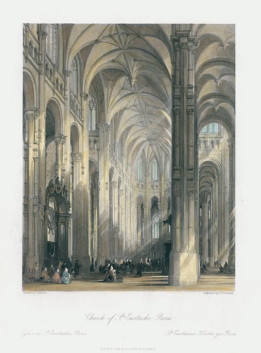 France, Paris, Church of St.Eustache interior, 1840