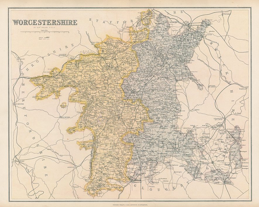 Worcestershire map, c1867