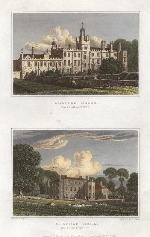 Northamptonshire, Drayton House & Glendon Hall, (2 views), 1829